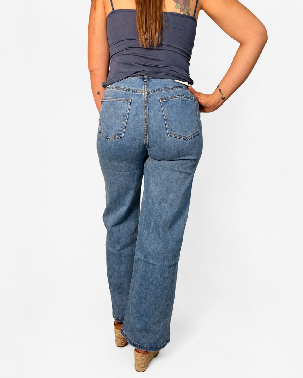 Vaquero Denim Encaje Azul