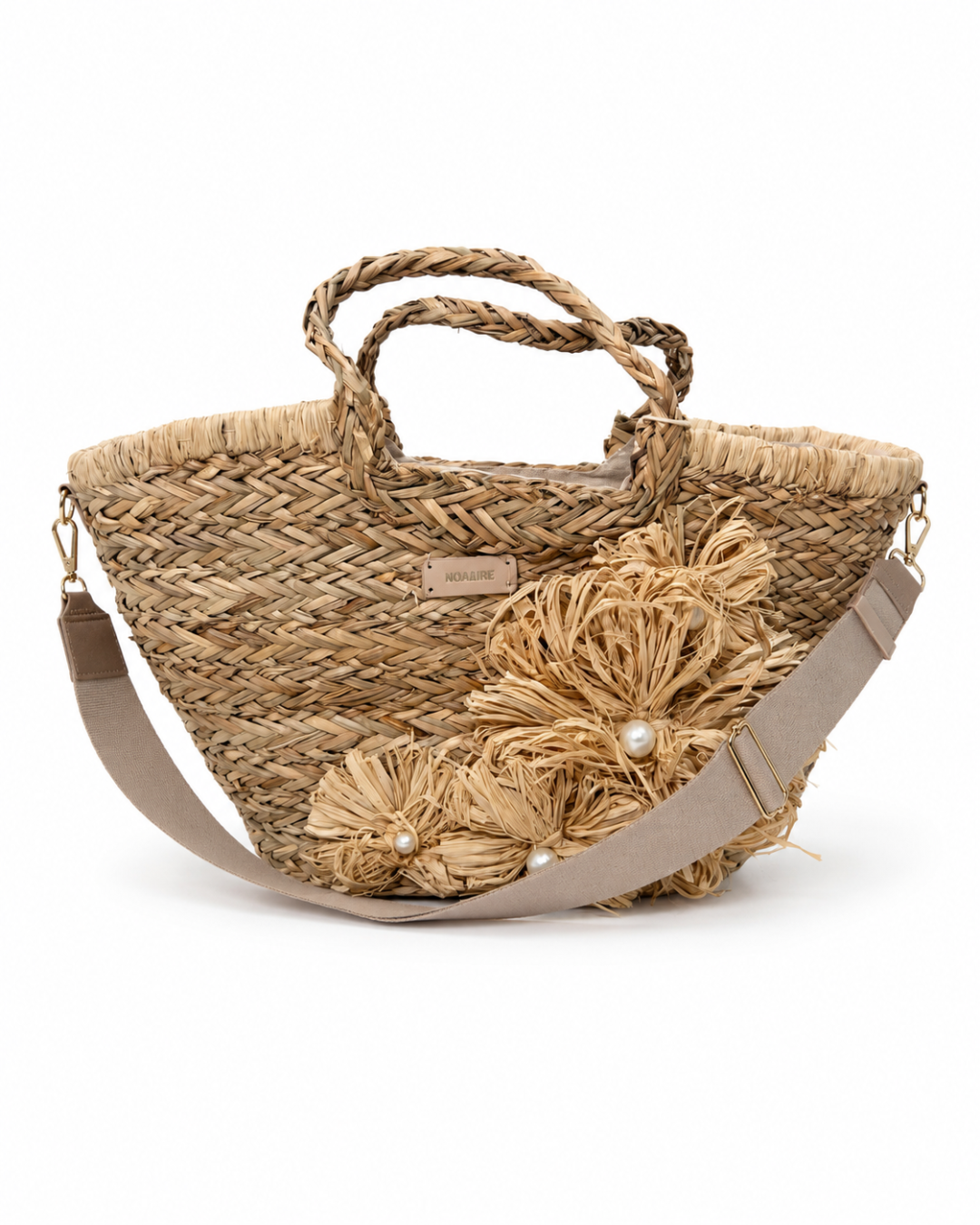 Capazo Rafia Flores Pearl