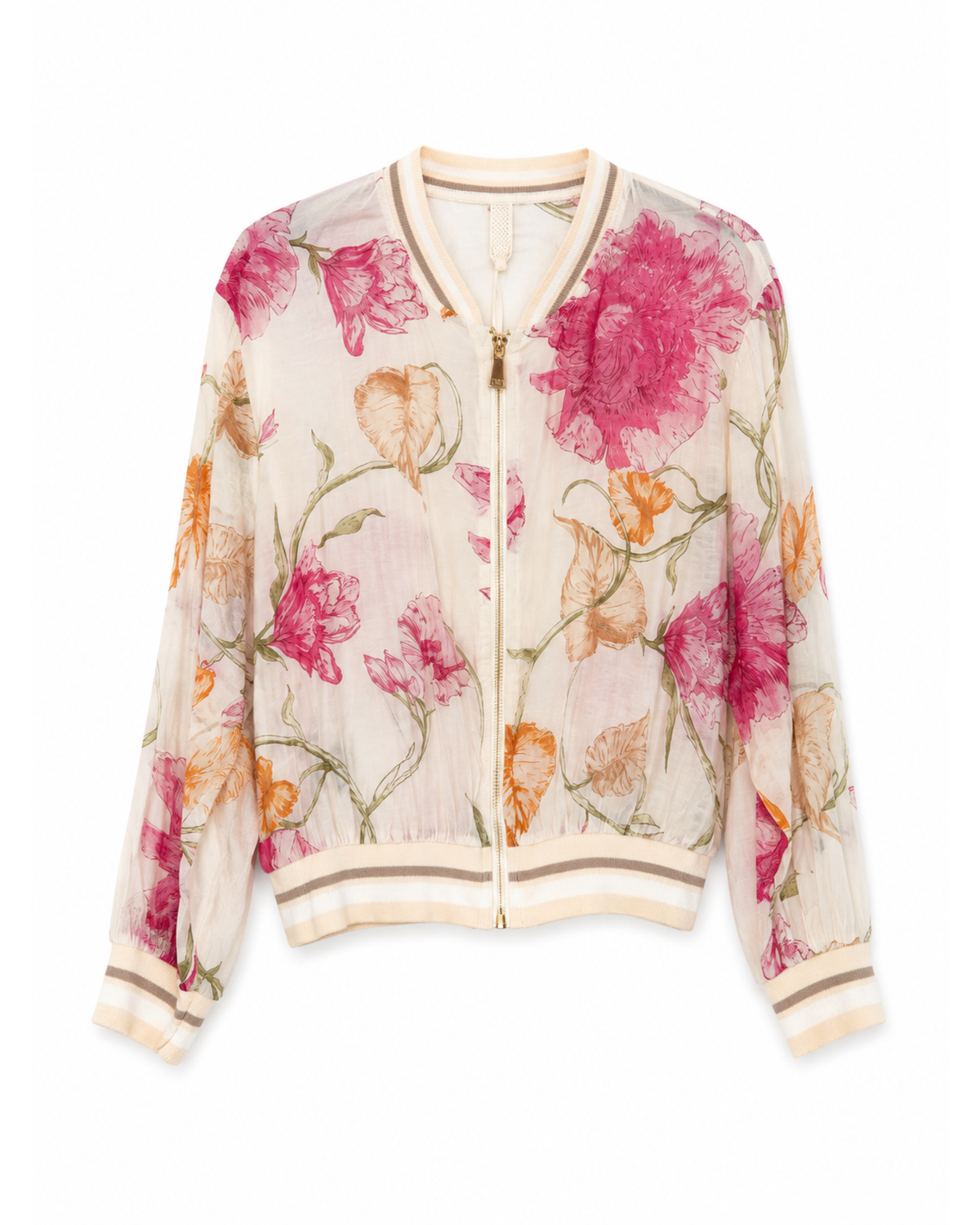 Bomber fina floral botánica rosa