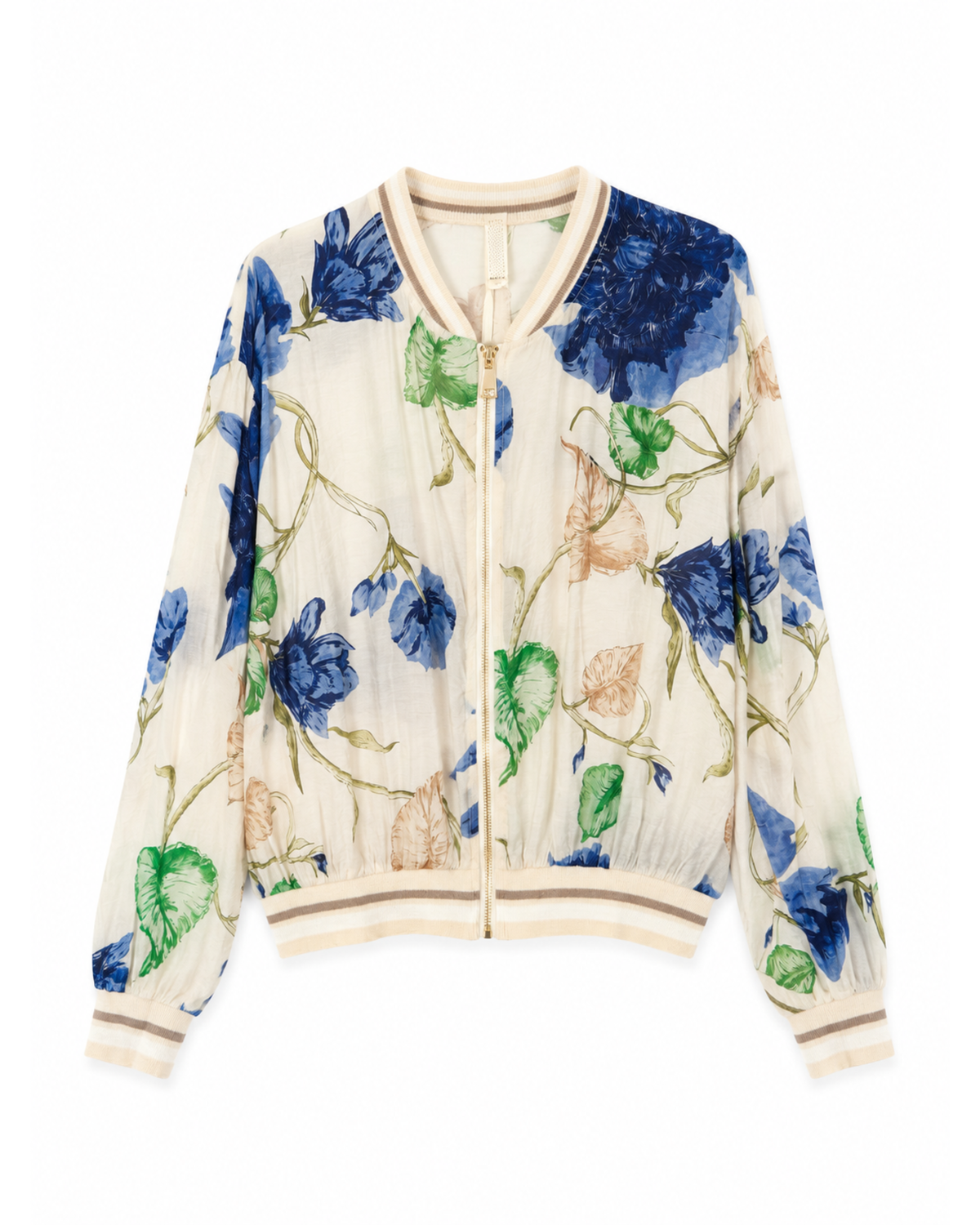 Bomber fina floral botánica azul