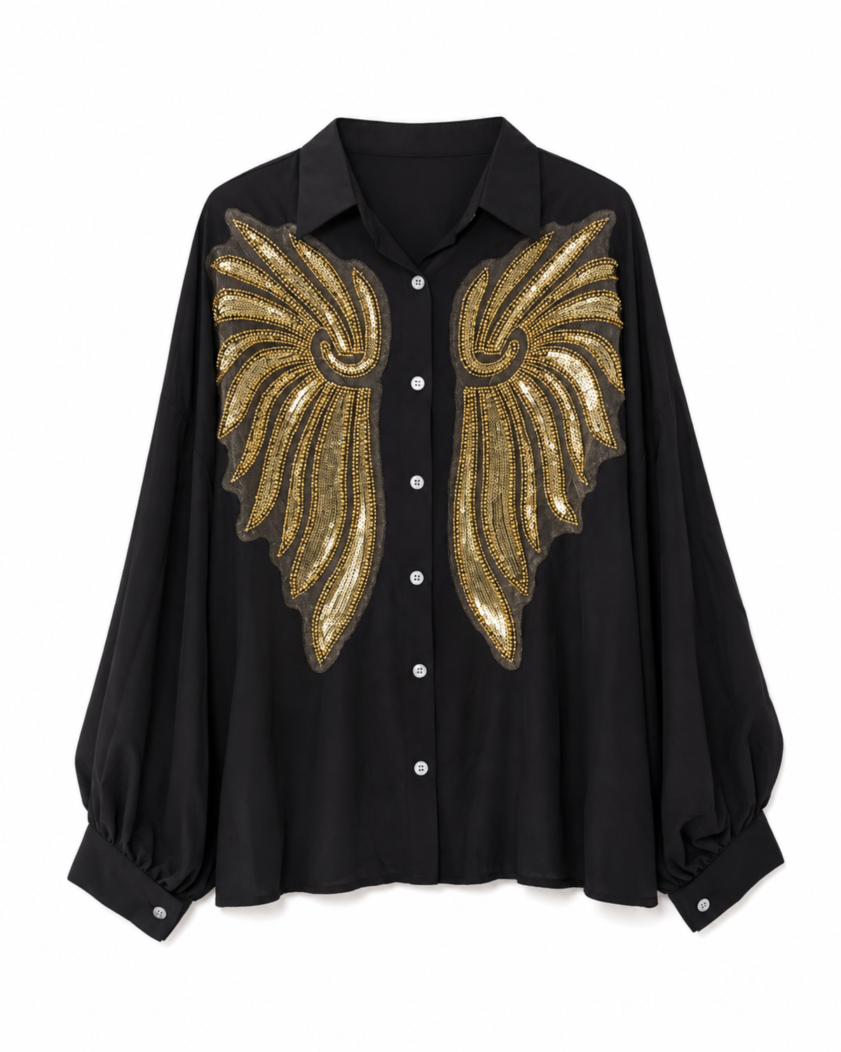 Camisa negra alas brillantes
