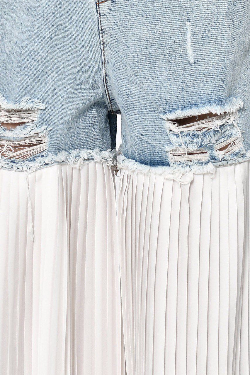 Pantalón dos texturas palazzo