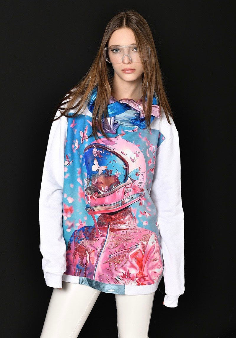 Sudadera cuello metalizado