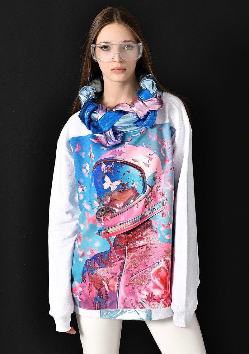 Sudadera cuello metalizado